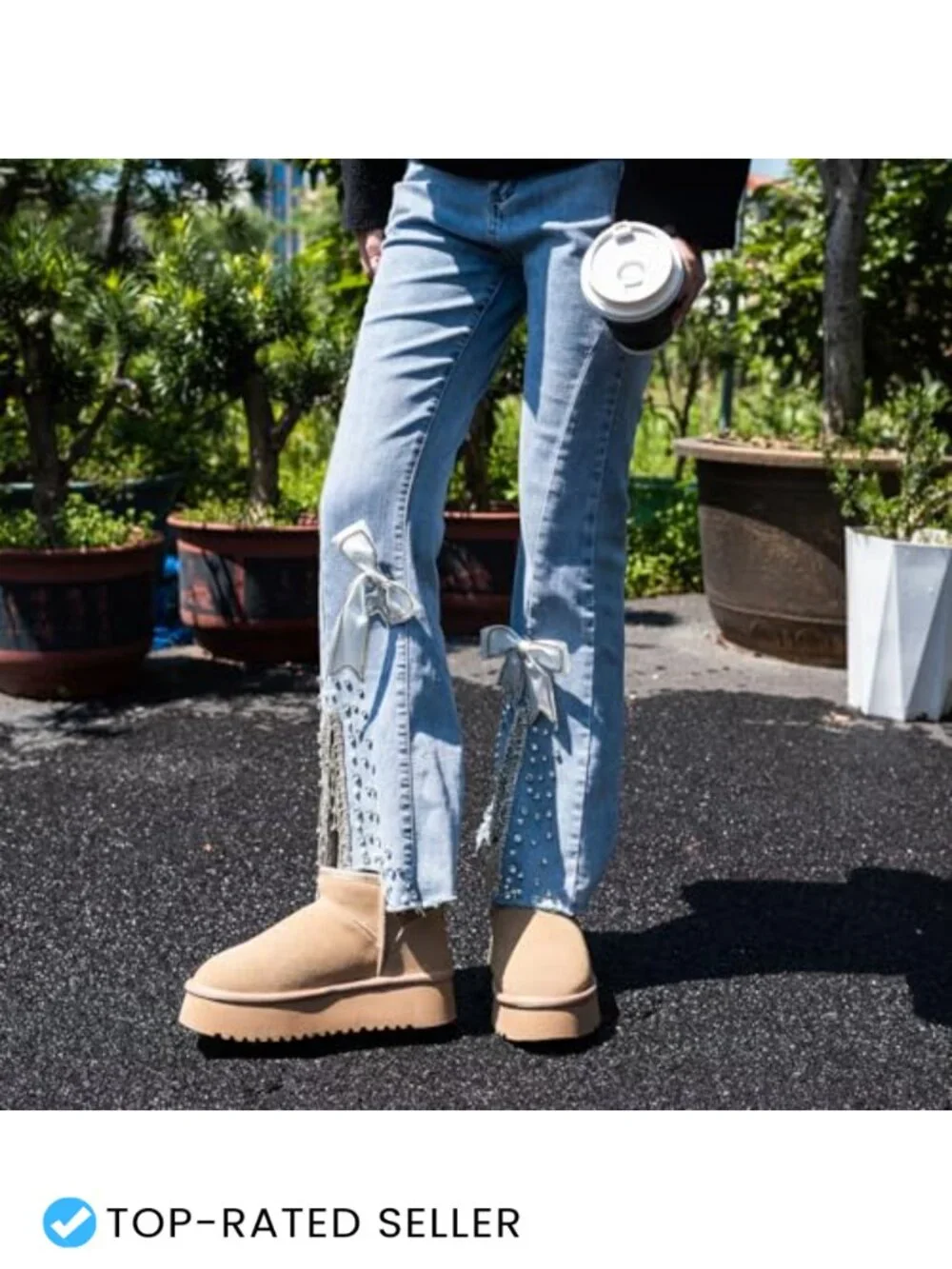Women's Suede Ankle Snow Boots with 15mm Faux Fur Lining, Comfortable Wool